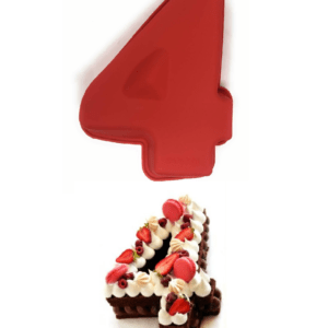Red Silicone Biscuit Moulder – Large Number 4 Cake & Cookie Tin
