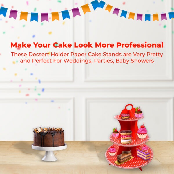 3 Tier Polka Dot Red Cake Stands Three Tier – Cupcake Display