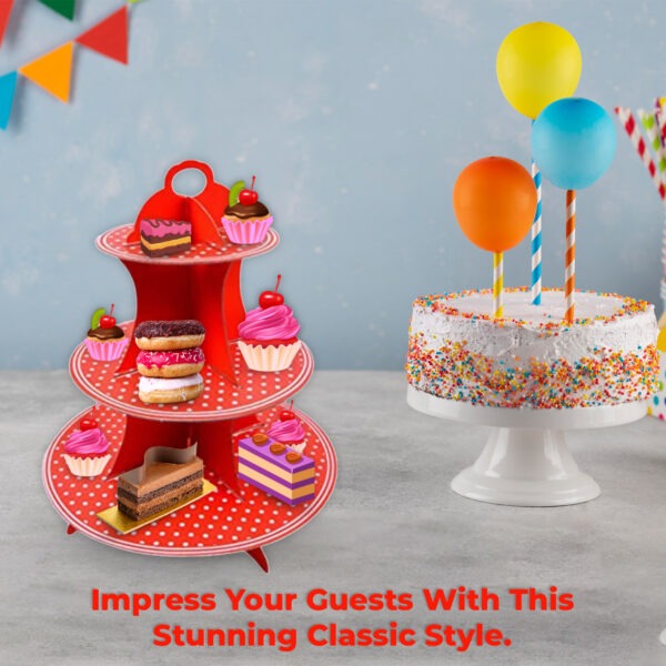 3 Tier Polka Dot Red Cake Stands Three Tier – Cupcake Display