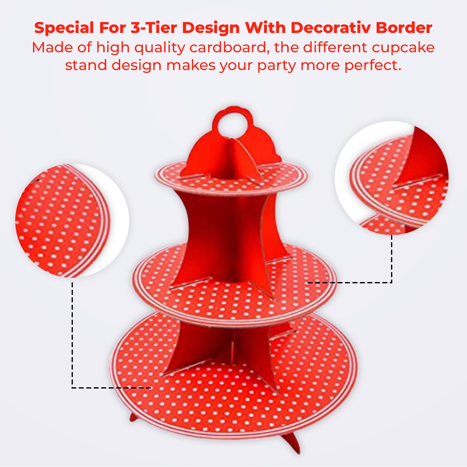 3 Tier Polka Dot Red Cake Stands Three Tier – Cupcake Display