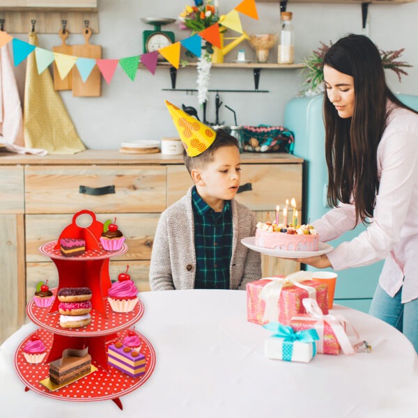 3 Tier Polka Dot Red Cake Stands Three Tier – Cupcake Display