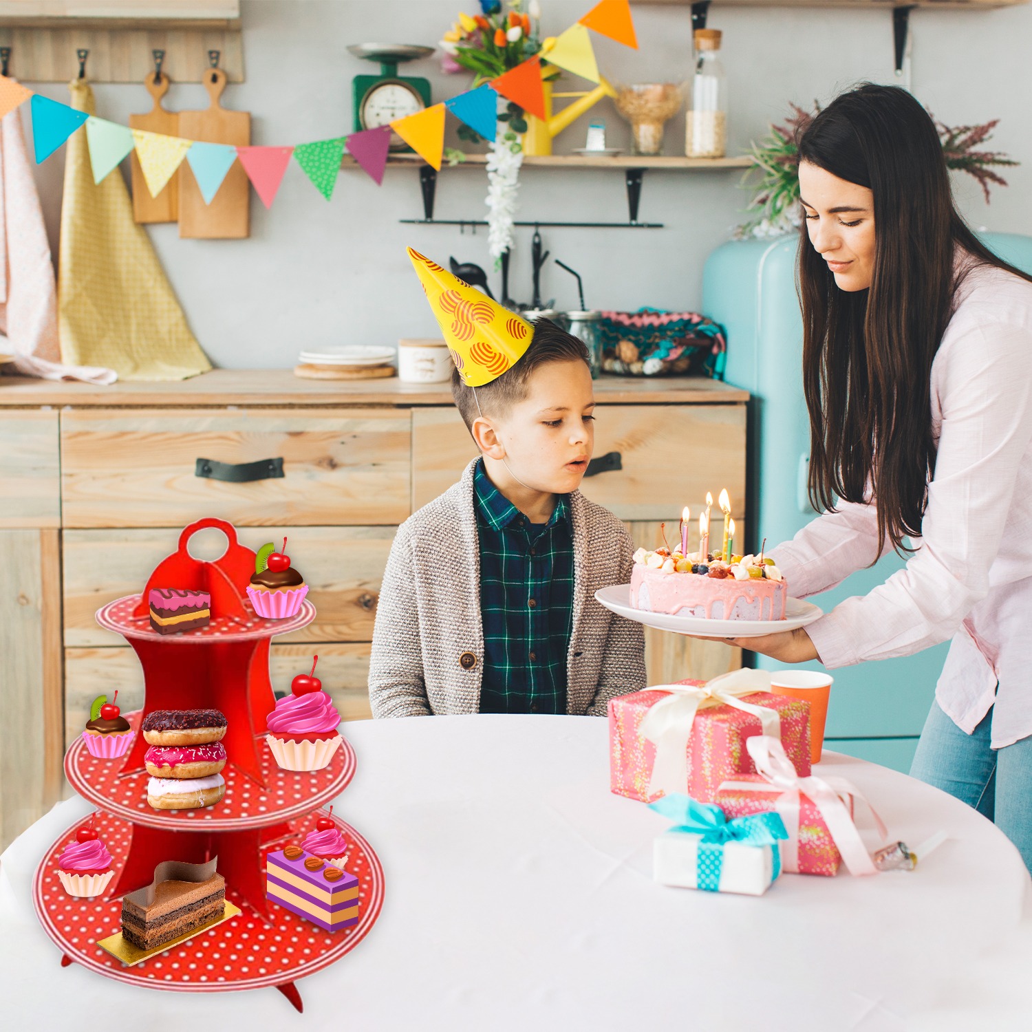 3 Tier Polka Dot Red Cake Stands Three Tier – Cupcake Display