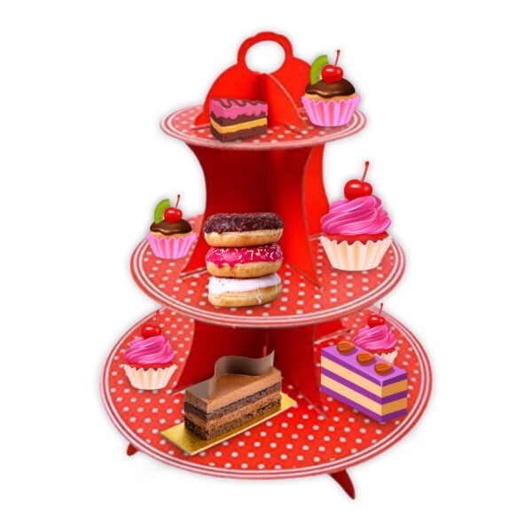 3 Tier Polka Dot Red Cake Stands Three Tier – Cupcake Display