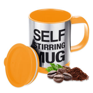 AEX Orange Premium Self-stirring Coffee Mug with Lid 450ml
