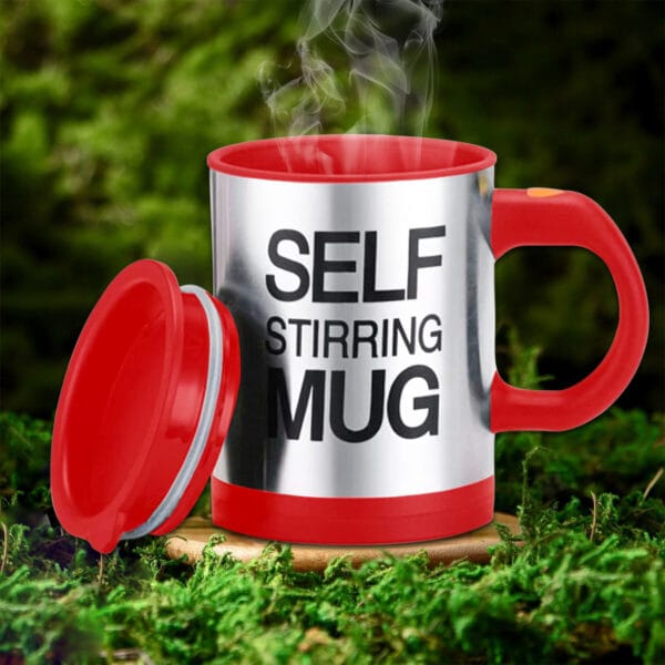 Red Electric Coffee Mug 450ml – Self-Stirring, Battery Powered, Leak-Proof