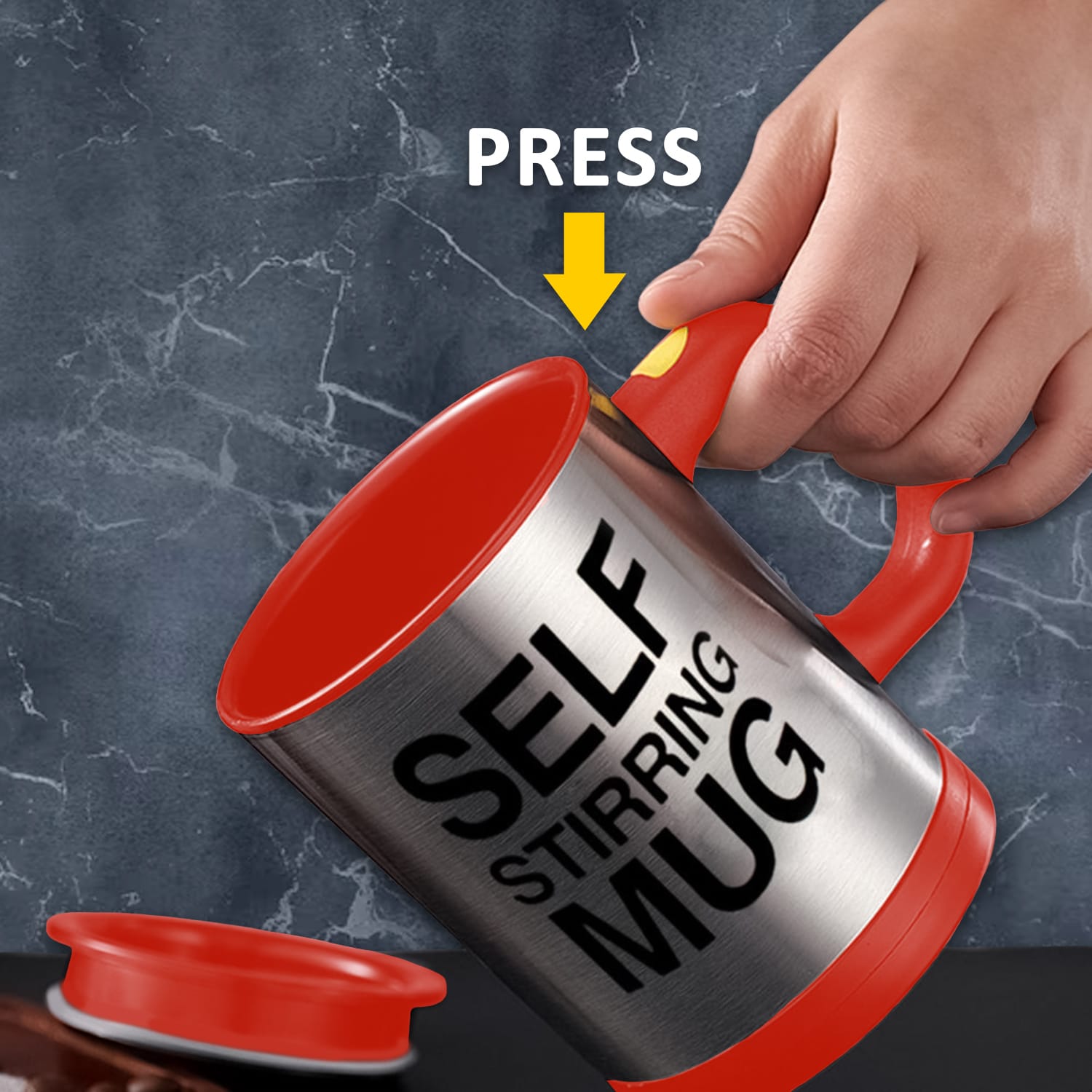 Red Electric Coffee Mug 450ml – Self-Stirring, Battery Powered, Leak-Proof