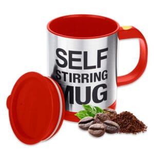 Red Electric Coffee Mug 450ml – Self-Stirring, Battery Powered, Leak-Proof