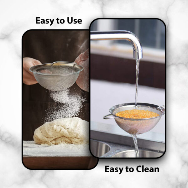 Food Strainer Set – 3 Stainless Steel Sieves for Baking & Cooking