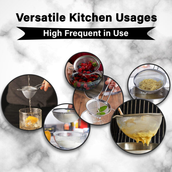 Food Strainer Set – 3 Stainless Steel Sieves for Baking & Cooking