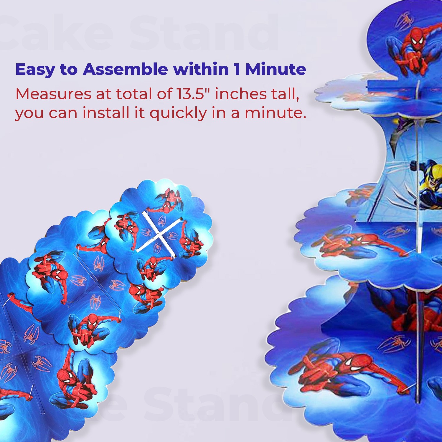 3 Tier Spiderman Cupcake Display Stands – Cardboard Party Stand