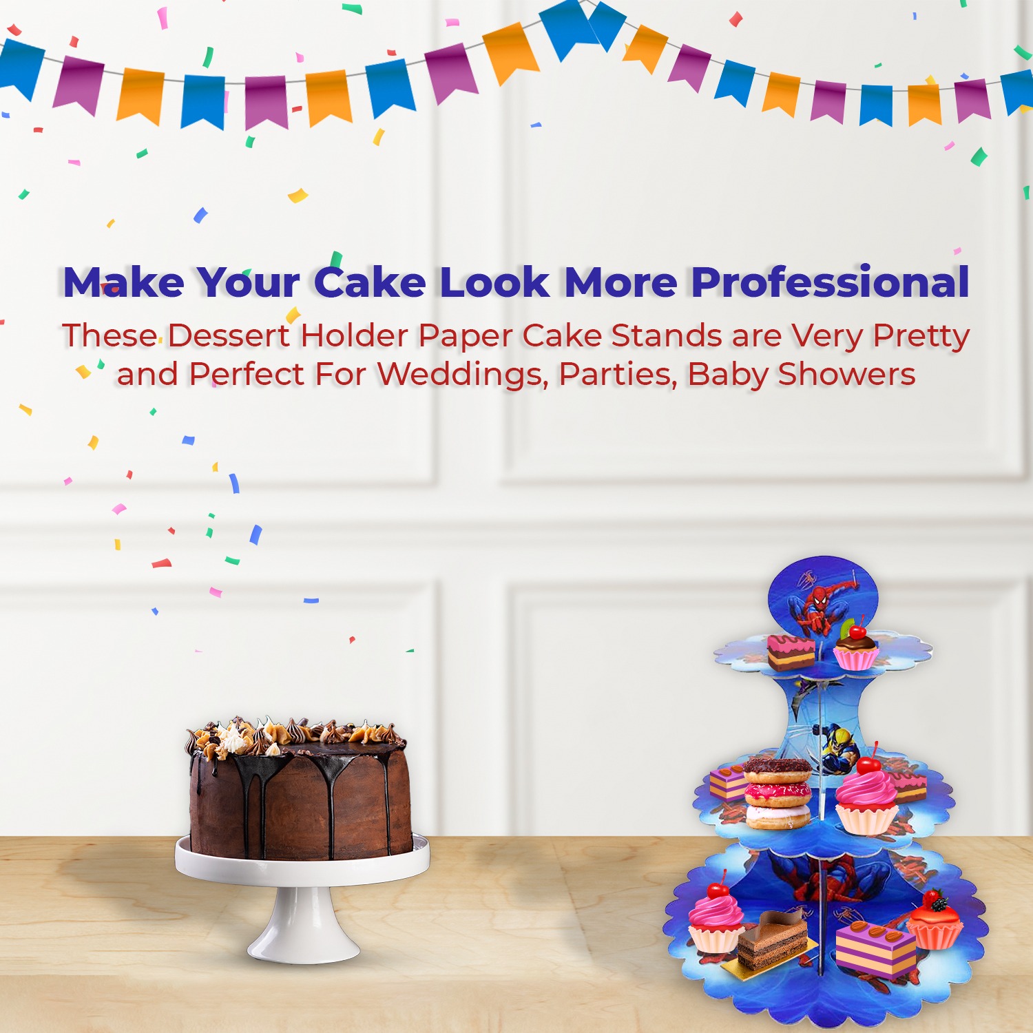 3 Tier Spiderman Cupcake Display Stands – Cardboard Party Stand