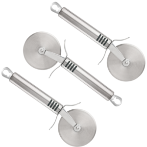 Pack of 3 Stainless Steel Pizza Cutter Wheels with Finger Guard
