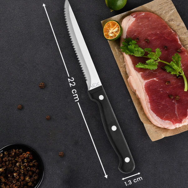Stainless Steel Steak Knives Set of 4 – Ergonomic Black Handles