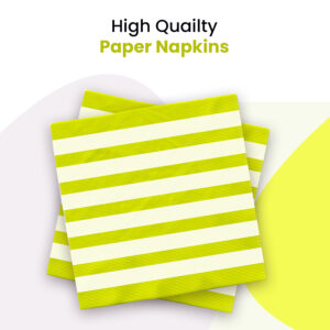 Lime Green Striped 2 Ply Paper Napkins – 10 Pack Disposable Serviettes