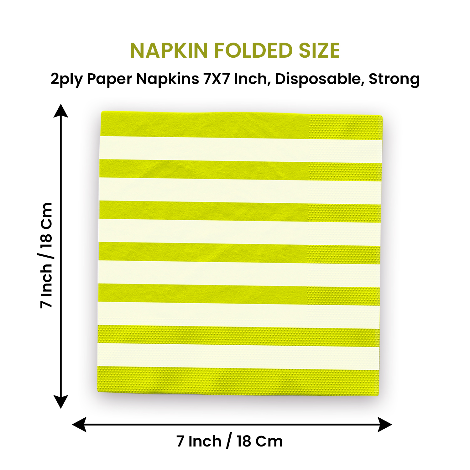 Lime Green Striped 2 Ply Paper Napkins – 10 Pack Disposable Serviettes