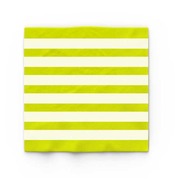 Lime Green Striped 2 Ply Paper Napkins – 10 Pack Disposable Serviettes