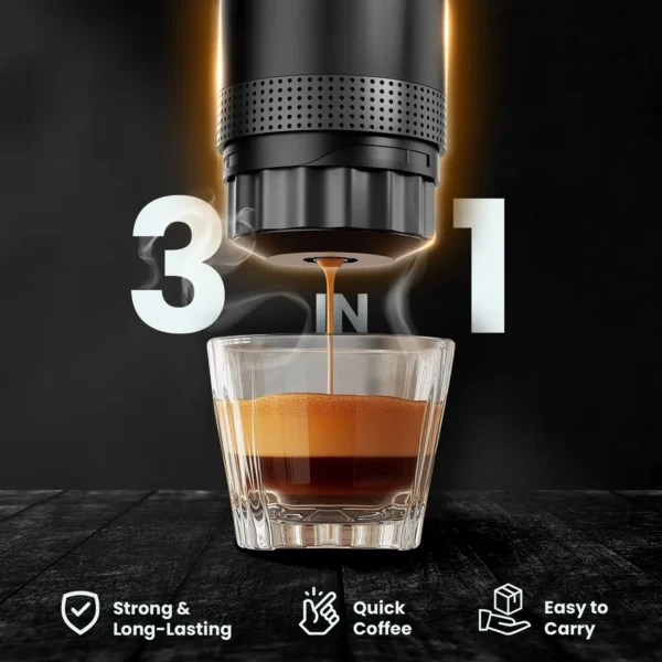 Portable Espresso Maker 12V – Self Heating Travel Coffee Brewer