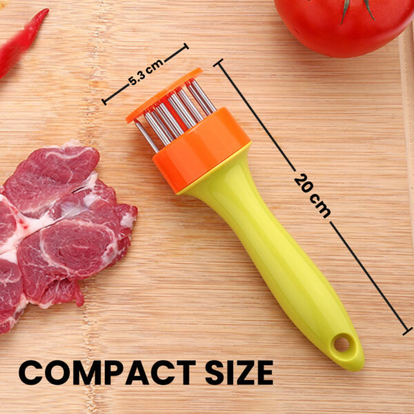 Yellow Meat Tenderiser Needle Tool with Stainless Steel Prongs