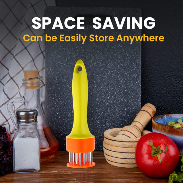 Yellow Meat Tenderiser Needle Tool with Stainless Steel Prongs