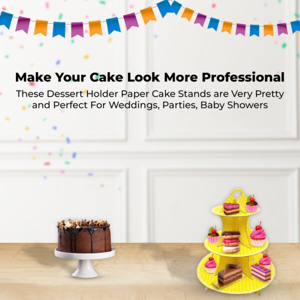 3 Tier Polka Dot Yellow Cupcake Stand Cardboard – Dessert Display