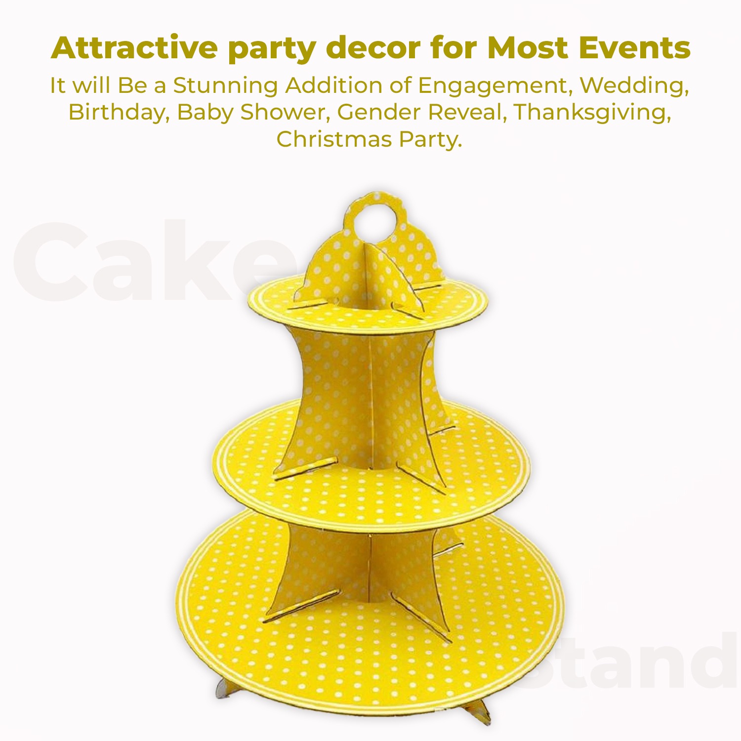 3 Tier Polka Dot Yellow Cupcake Stand Cardboard – Dessert Display
