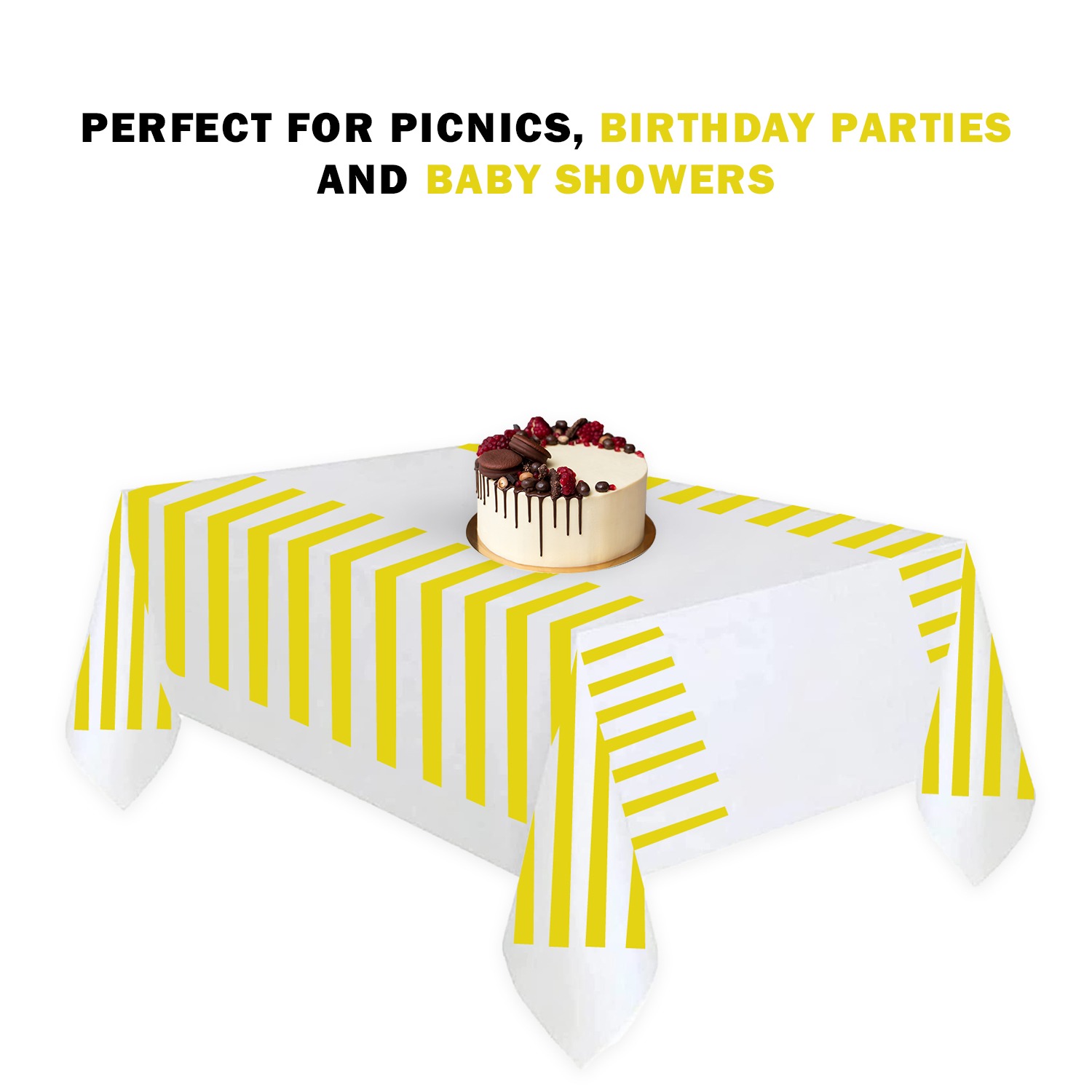 Yellow Stripes Plastic Tablecloth