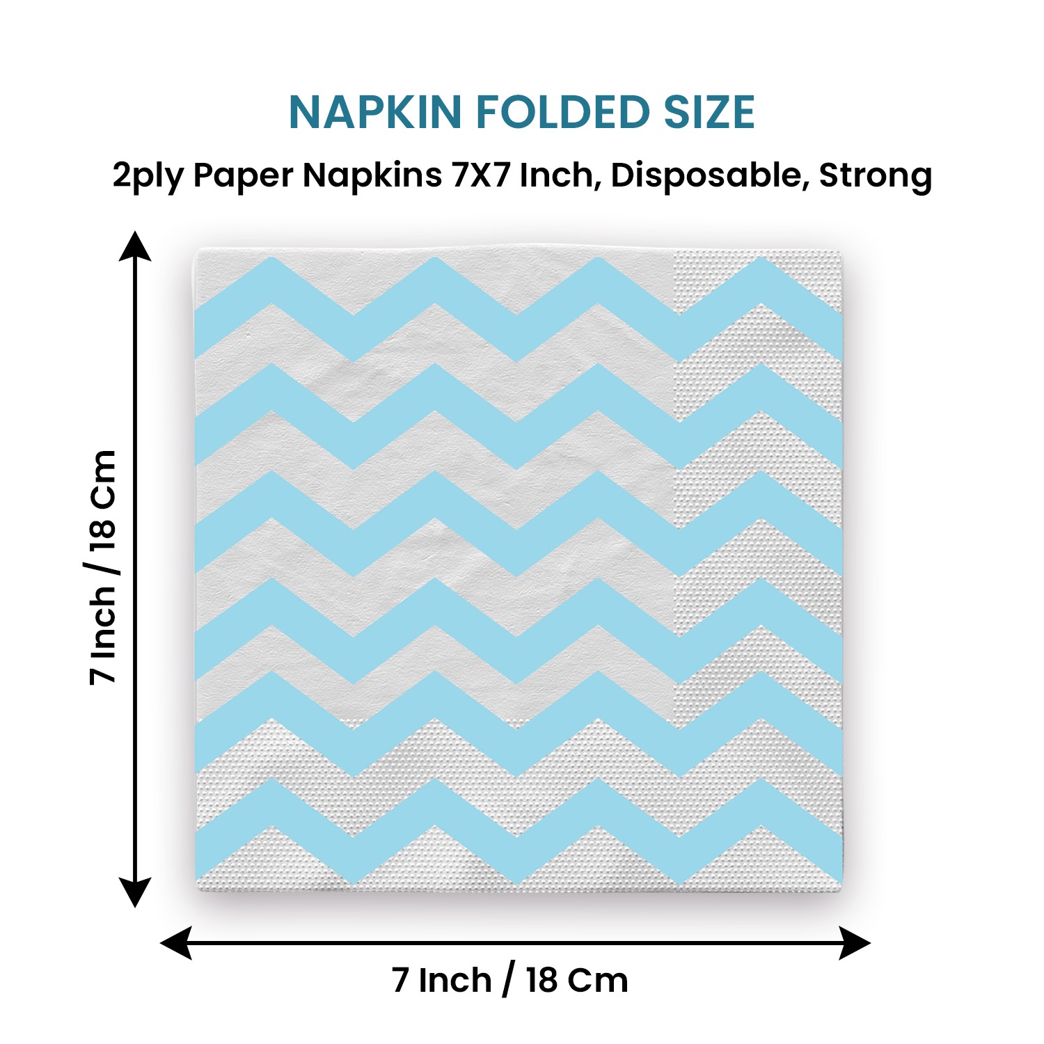 Blue Zigzag 2 Ply Serviettes Napkins – 10 Pack Disposable Paper Tableware