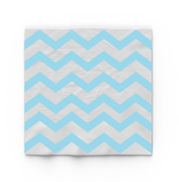 Blue Zigzag 2 Ply Serviettes Napkins – 10 Pack Disposable Paper Tableware