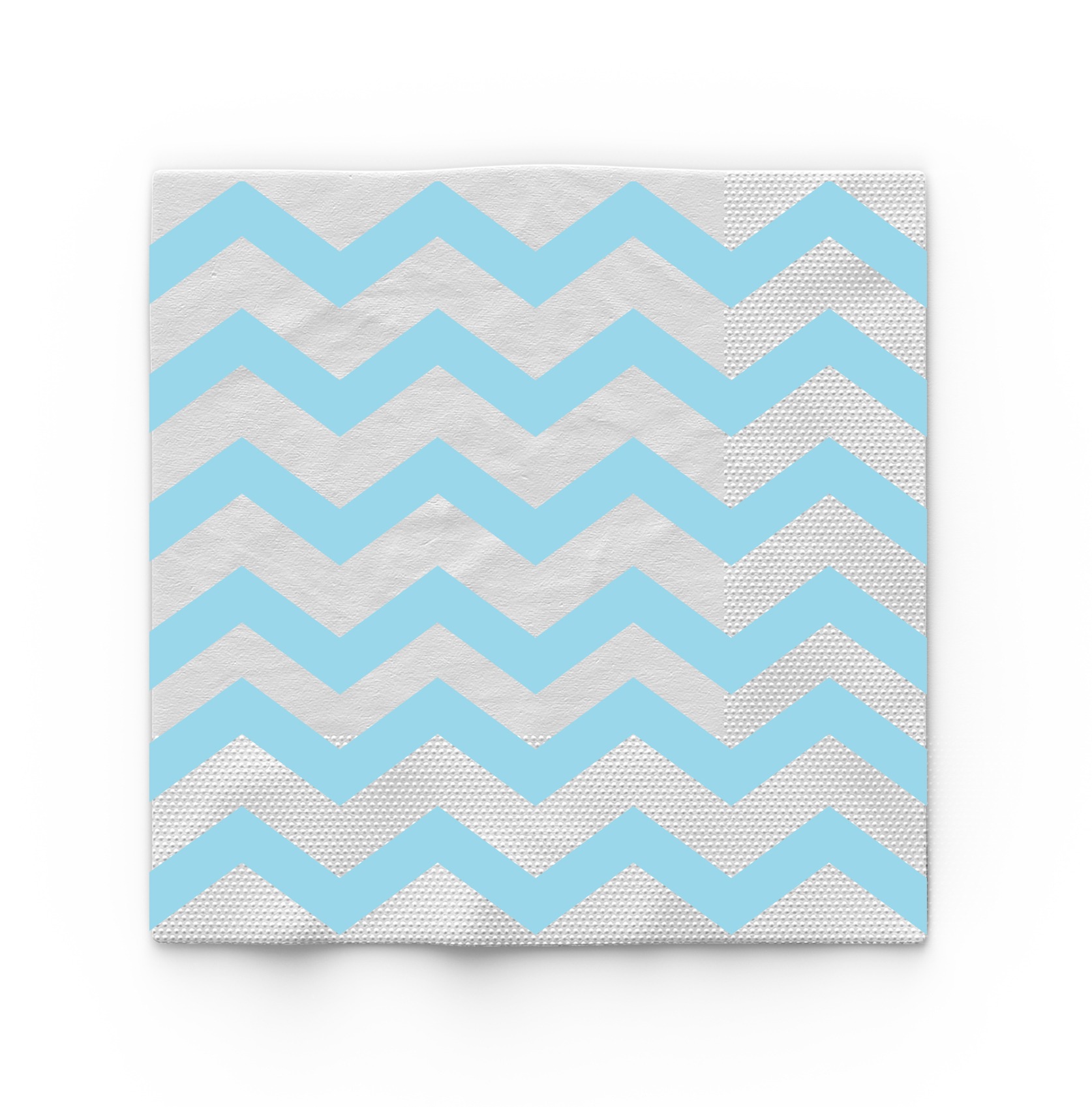 Blue Zigzag 2 Ply Serviettes Napkins – 10 Pack Disposable Paper Tableware