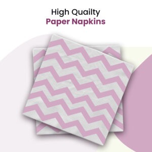 Pink Zigzag 2 Ply Paper Serviettes – 10 Pack Disposable Party Napkins