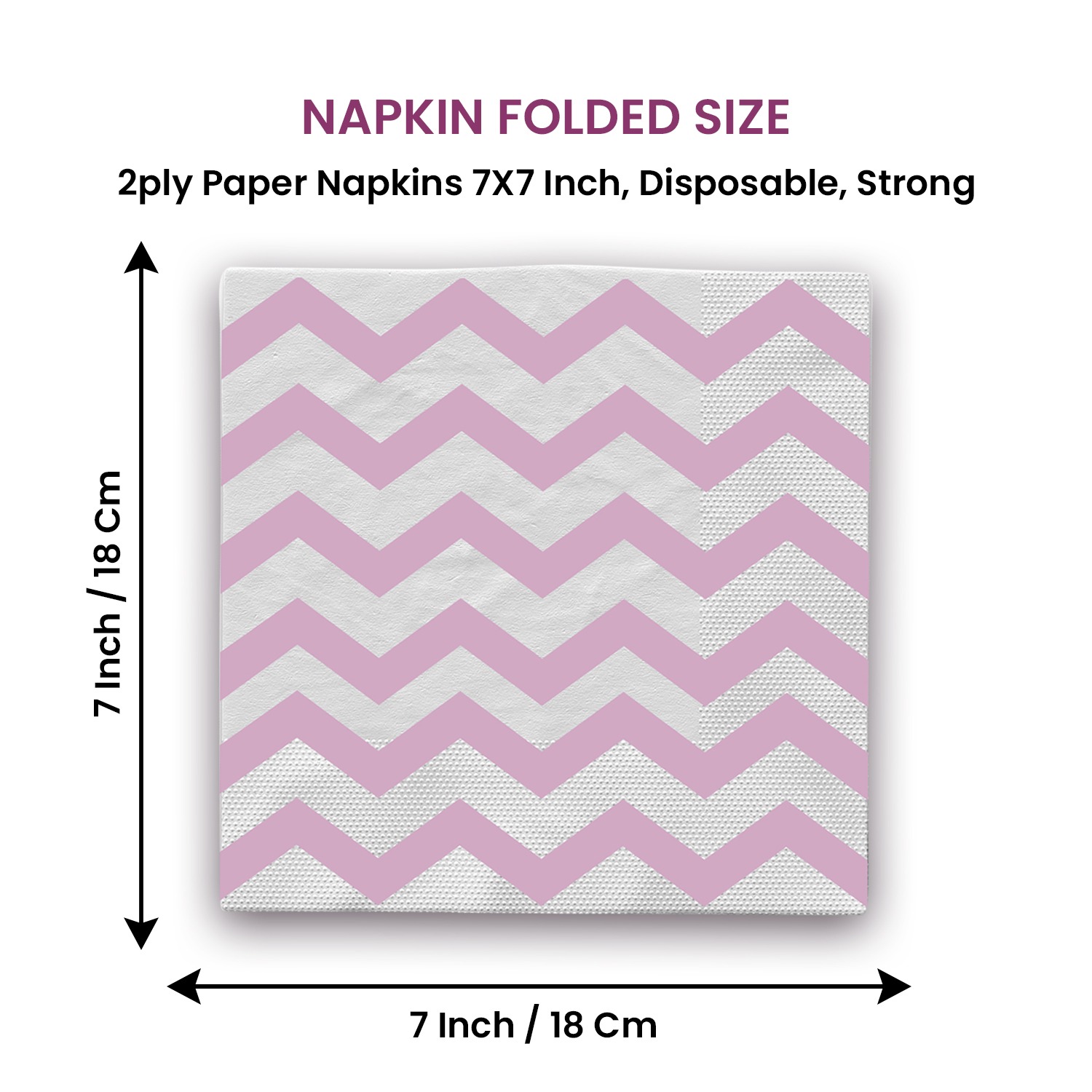 Pink Zigzag 2 Ply Paper Serviettes – 10 Pack Disposable Party Napkins