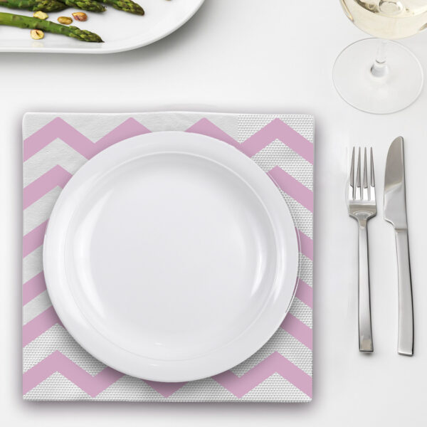 Pink Zigzag 2 Ply Paper Serviettes – 10 Pack Disposable Party Napkins