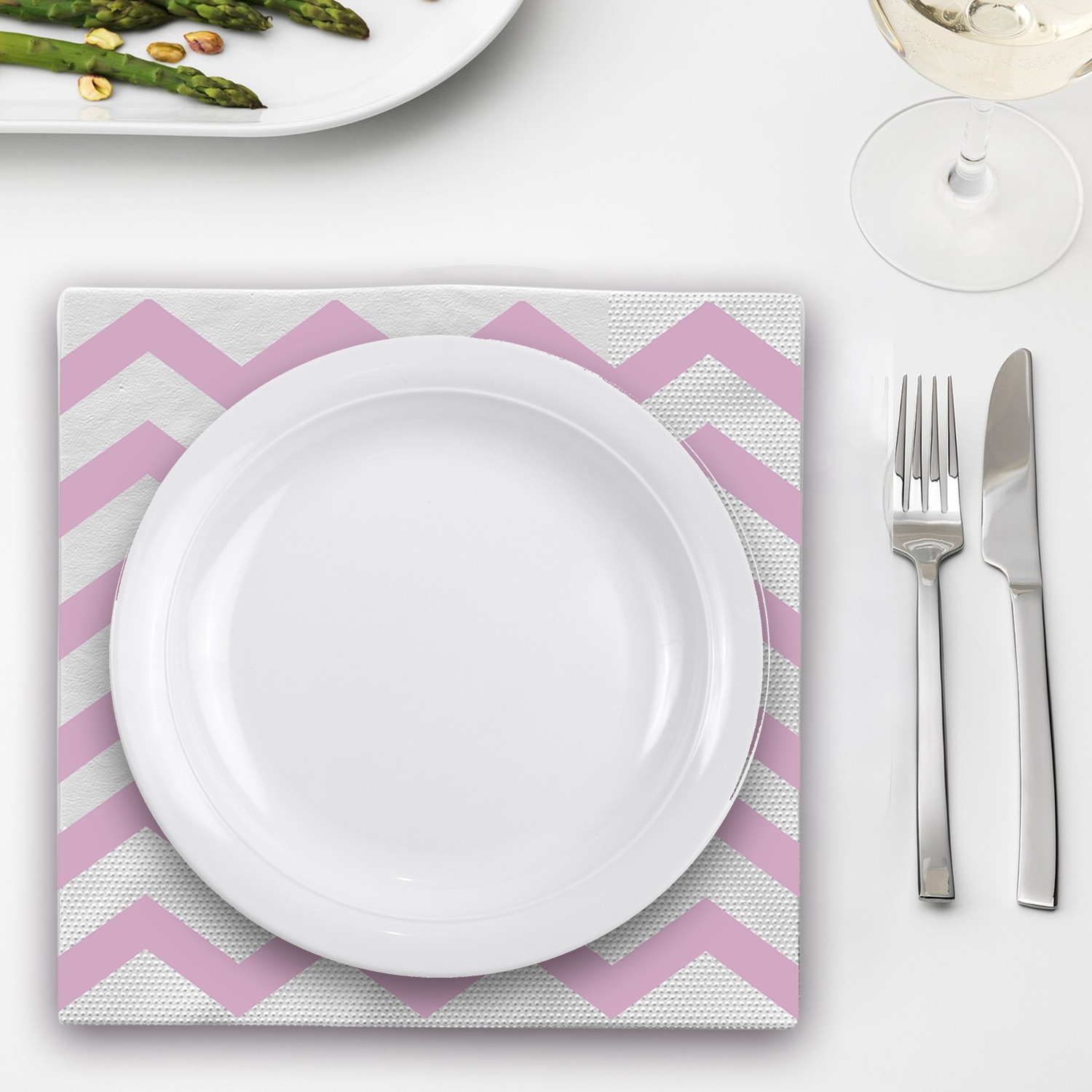 Pink Zigzag 2 Ply Paper Serviettes – 10 Pack Disposable Party Napkins