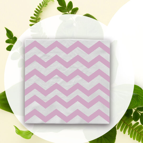Pink Zigzag 2 Ply Paper Serviettes – 10 Pack Disposable Party Napkins