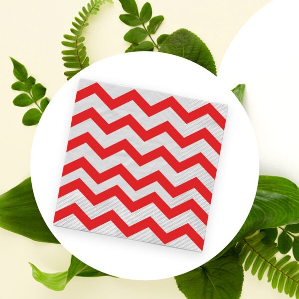 Red Zigzag 2 Ply Paper Napkins – 10 Pack Disposable Party Serviettes
