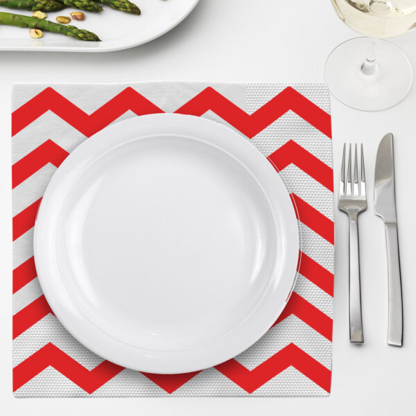 Red Zigzag 2 Ply Paper Napkins – 10 Pack Disposable Party Serviettes