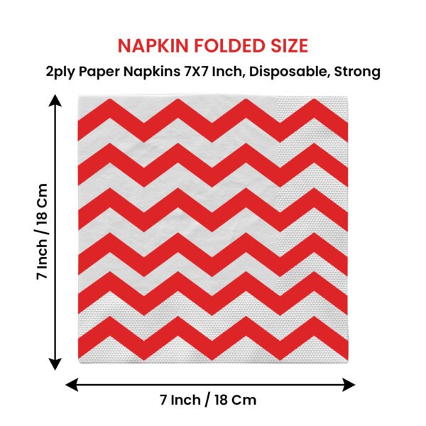 Red Zigzag 2 Ply Paper Napkins – 10 Pack Disposable Party Serviettes
