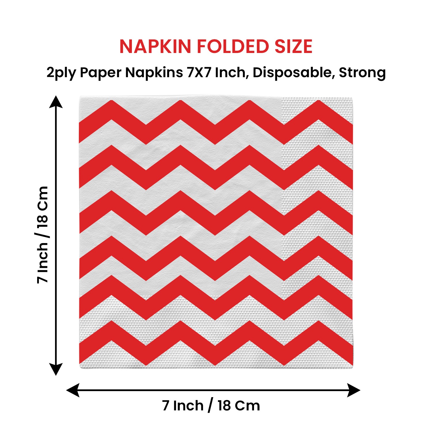 Red Zigzag 2 Ply Paper Napkins – 10 Pack Disposable Party Serviettes