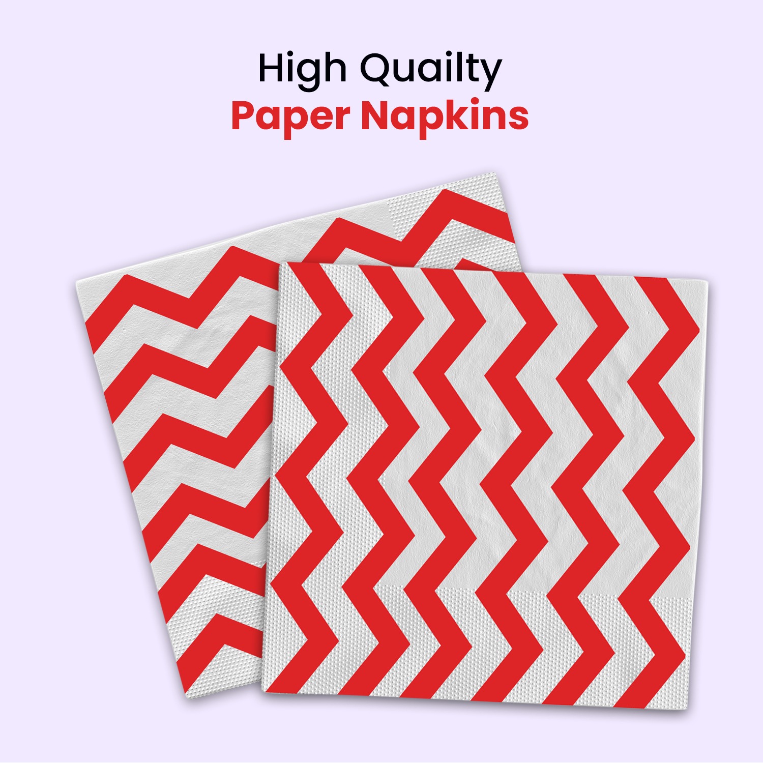 Red Zigzag 2 Ply Paper Napkins – 10 Pack Disposable Party Serviettes