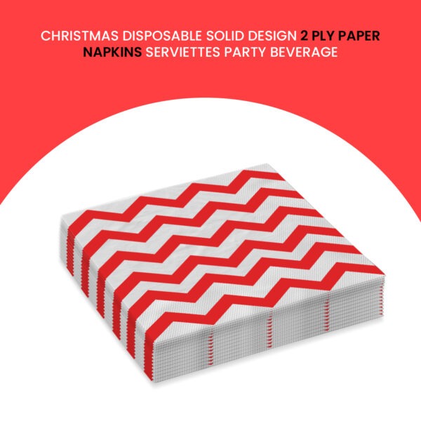 Red Zigzag 2 Ply Paper Napkins – 10 Pack Disposable Party Serviettes