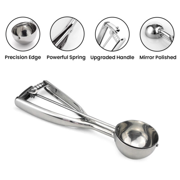 Stainless Steel Ice Cream Scoop 6cm – Effortless Squeeze Handle
