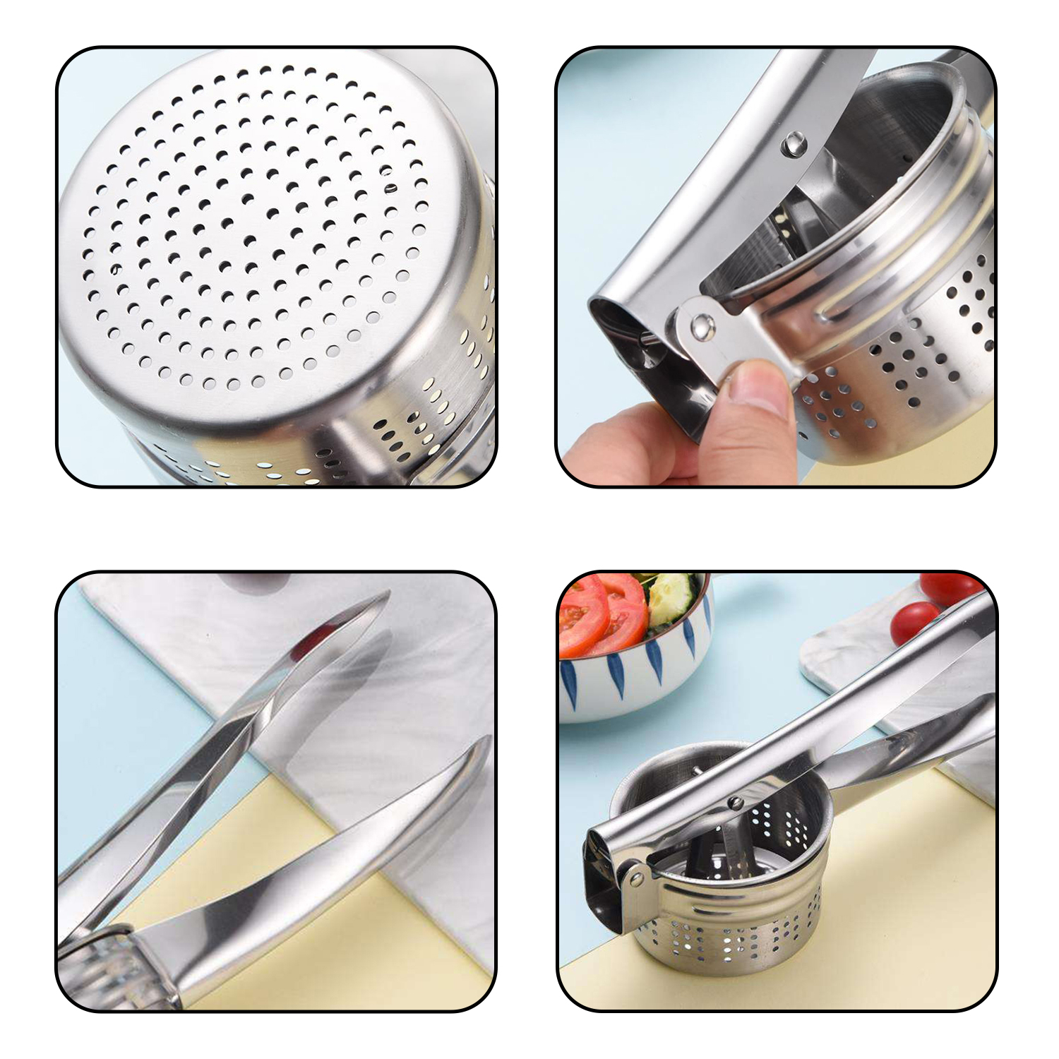 Stainless Steel Potato Ricer – Heavy-Duty Masher for Fluffy Potatoes