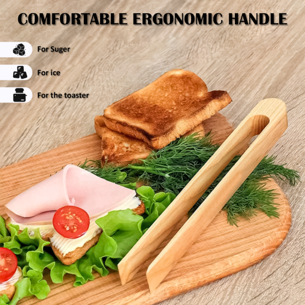 2X Magnetic Wooden Toaster Tongs