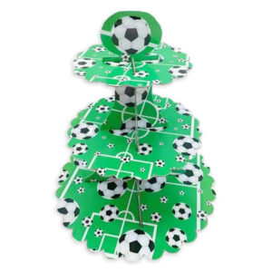 3 Tier Soccer Cardboard Cupcake Stand Green