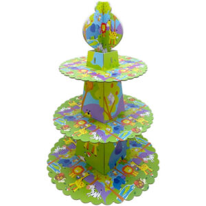 Zoo 2 Cardboard Cupcakes With Stand – 3-Tier Kids Party Display