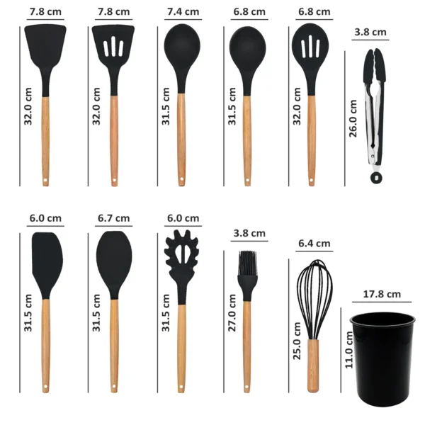 AEX 12pcs Cooking Kitchen Utensils Spatula Set With Holder