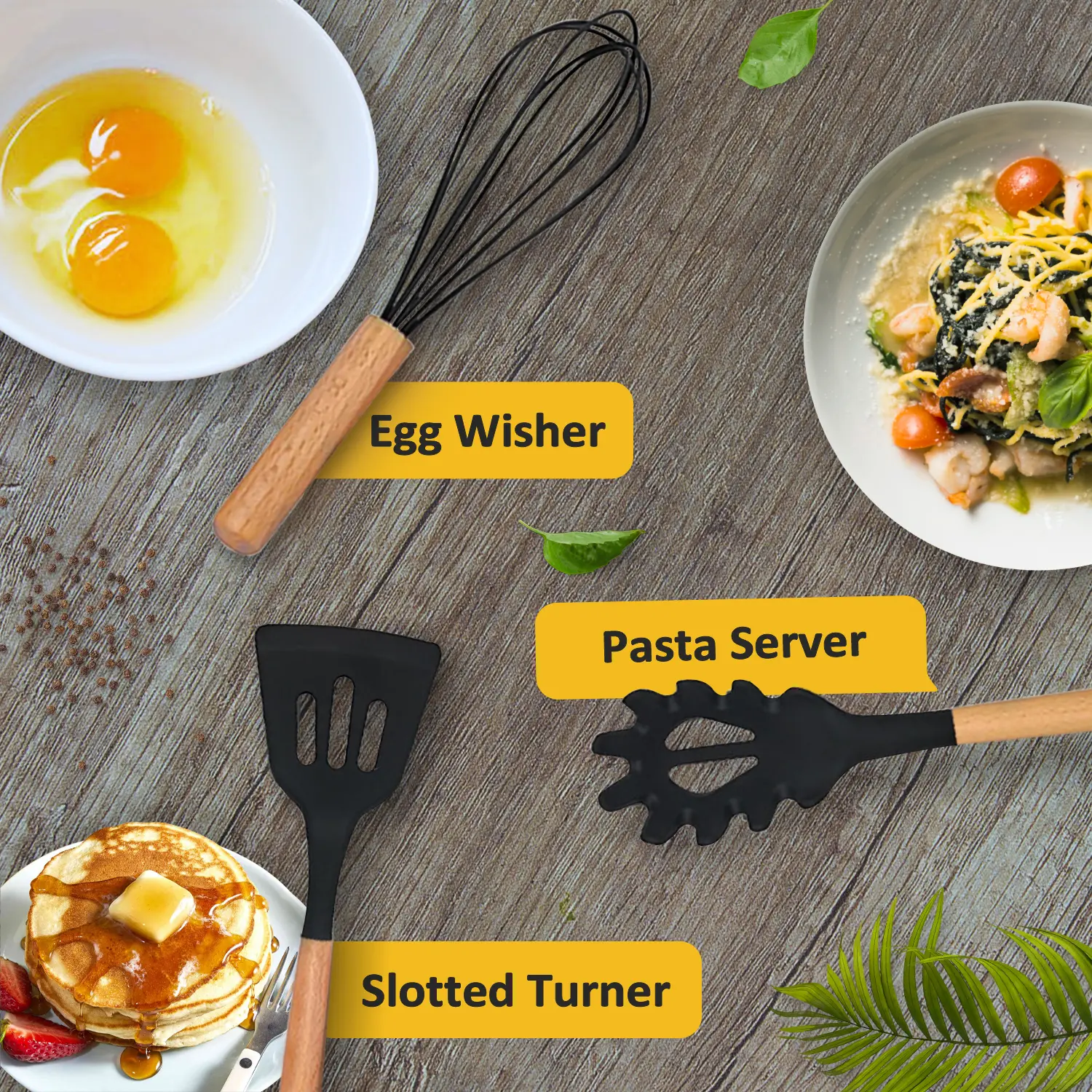 AEX 12pcs Cooking Kitchen Utensils Spatula Set With Holder