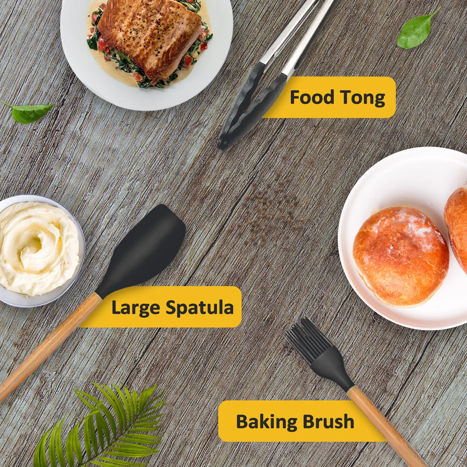 AEX 12pcs Cooking Kitchen Utensils Spatula Set With Holder