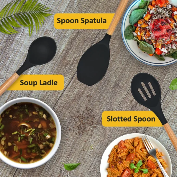 AEX 12pcs Cooking Kitchen Utensils Spatula Set With Holder