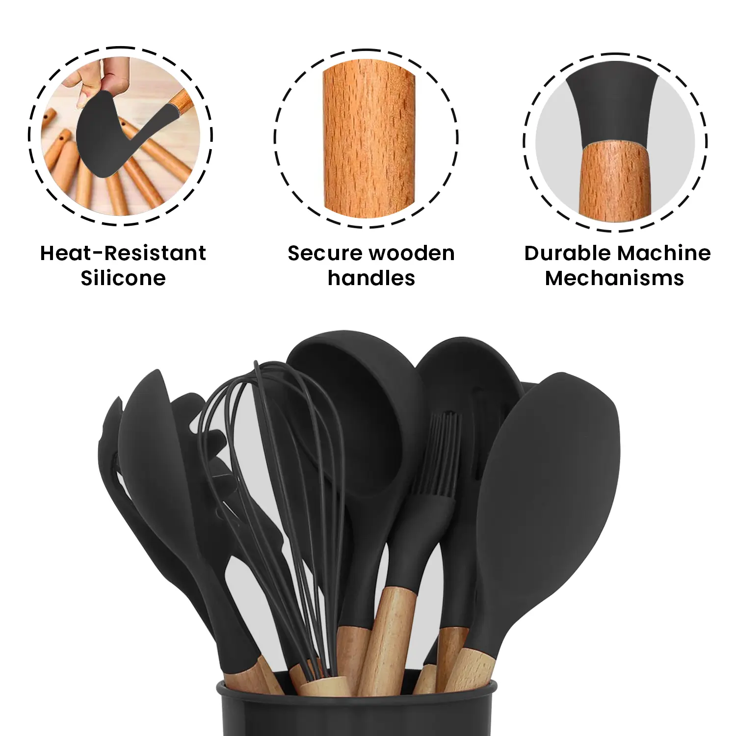 AEX 12pcs Cooking Kitchen Utensils Spatula Set With Holder